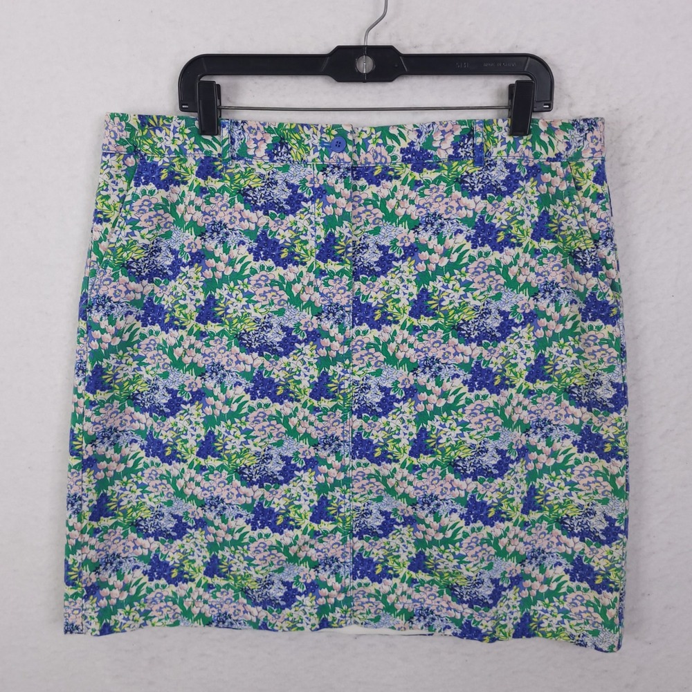 Talbots A-Line Skirt Size 16 Floral Garden Pockets Casual Office Work Coastal